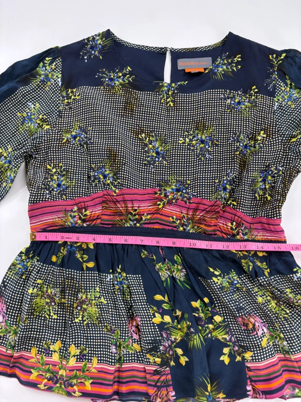 Anthropologie Bhanuni by Jyoti Floral Peplum Short-Sleeve Blouse - Picture 7 of 11